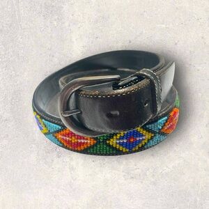 Gap Vintage Genuine Leather Multicolored Beaded Belt